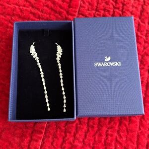 Swarovski Feather Drop Earrings NWT boxed